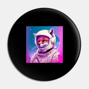 Vaporwave Retrowave Fox Astronaut - Space Colorful Illustration Pin