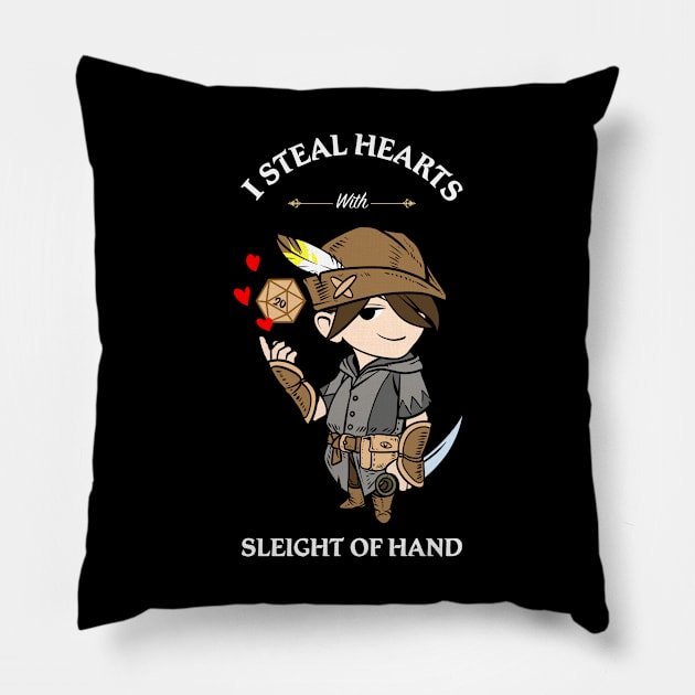 Thief I Steal Heart D20 Dice Dungeons Fantasy Tabletop RPG Roleplaying D20 Gamer Pillow by TheBeardComic