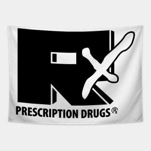 Rx Prescription Drugs Black Retro Graphic Tapestry