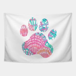 Bright Seashell Paw Print Tapestry