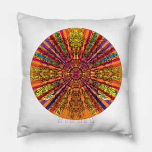 Colorful Magic Mushroom Mandala Pillow