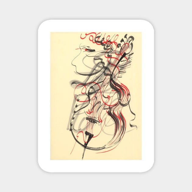 portrait of a girl playing the cello Magnet by olegaltunian