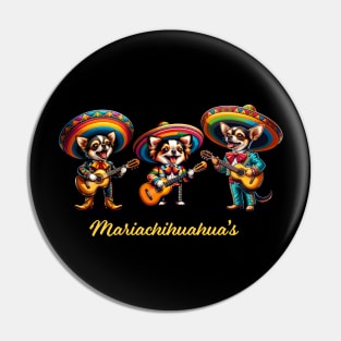 Mariachihuahua's Funny Mariachi Chihuahua Traditional Guitar player Sombrero Pin
