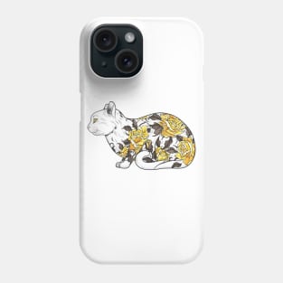Cat in Yellow Roses Tattoo Phone Case