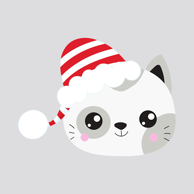 Christmas Cat, Cute Cat, Cat With Hat, Santa Hat by Jelena Dunčević