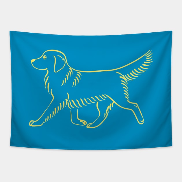 Trotting Golden Retriever Tapestry by illucalliart