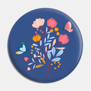 Floral Branch Butterfly Pin