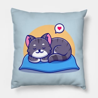 Cute Cat Sleeping On Pillow Cartoon Pillow