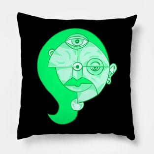 Green Abstract Woman Pillow