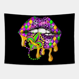 Mardi Gras Lips Carnival Trendy 2023 Leopard Louisiana Tapestry