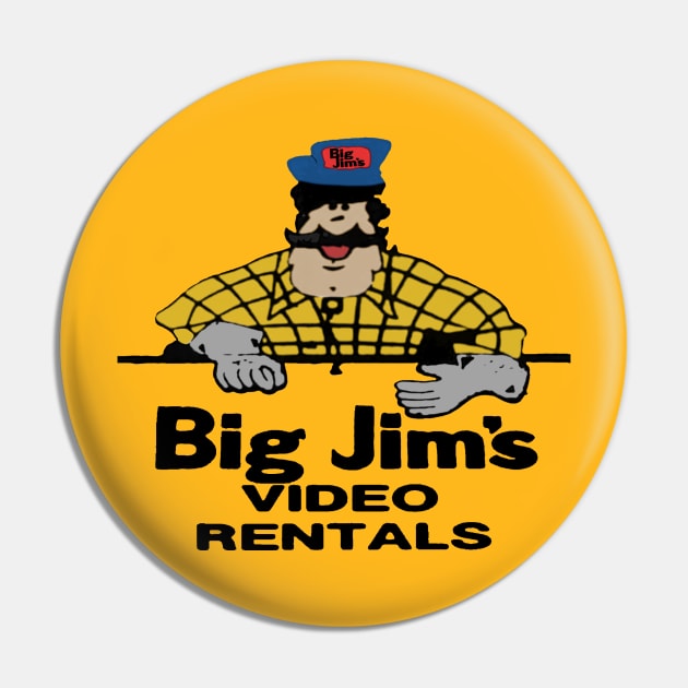 Big Jim's Video Rental - Limited Rental Store Collection T-Shirt Pin by Dueling Decades