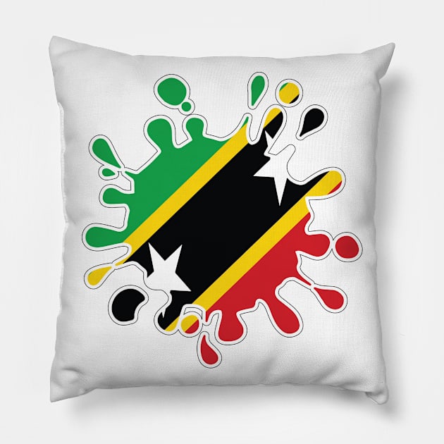 St Kitts and Nevis National Flag Paint Splash Pillow by IslandConcepts