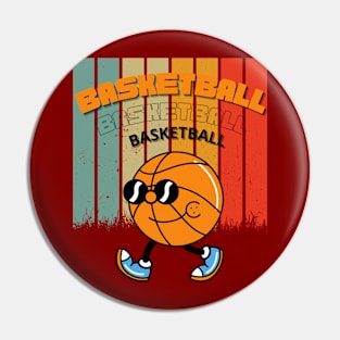 Funny Vintage Basketball Art Pin
