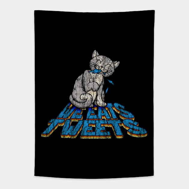 We Eats Tweets distressed Cat Tapestry TeePublic