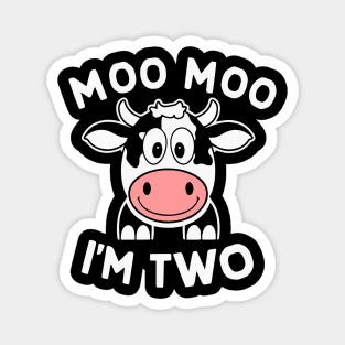 I'm Two 2nd Birthday Cow Farm Theme Party 2 Year Old Toddler Magnet