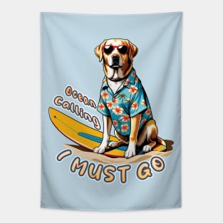 Ocean Calling, I Must Go - Labrador at the Beach Tapestry