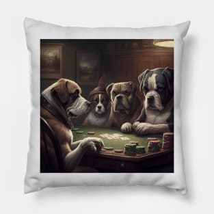 Confident Dogs Playing Poker illustration Pillow