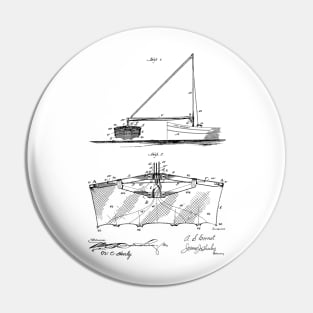 Fishing Net Vintage Patent Hand Drawing Pin