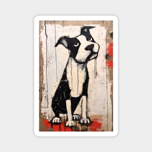 Comical Black and White Pitbull Dog Magnet