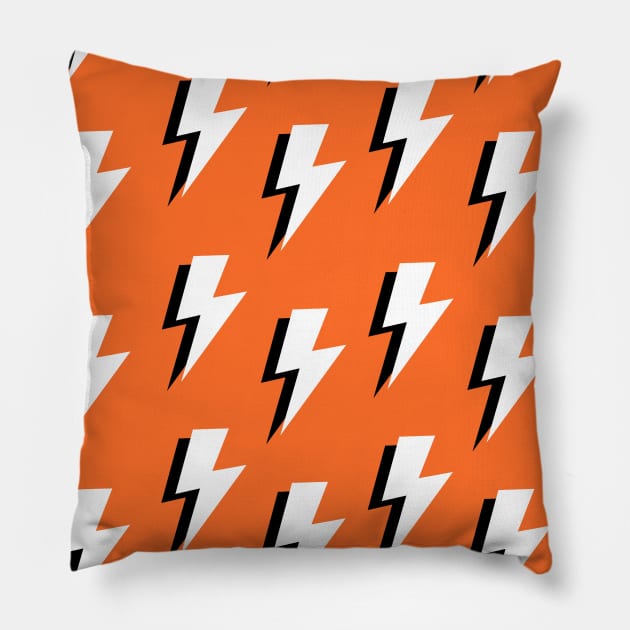 Orange, Black and White Lightning Pillow by OneThreeSix