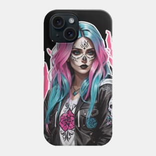 Punk Day of the Dead Girl! Phone Case