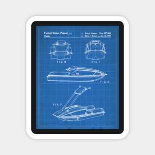 Jet Ski Patent - Watersports Lake Beach House Art - Blueprint Magnet