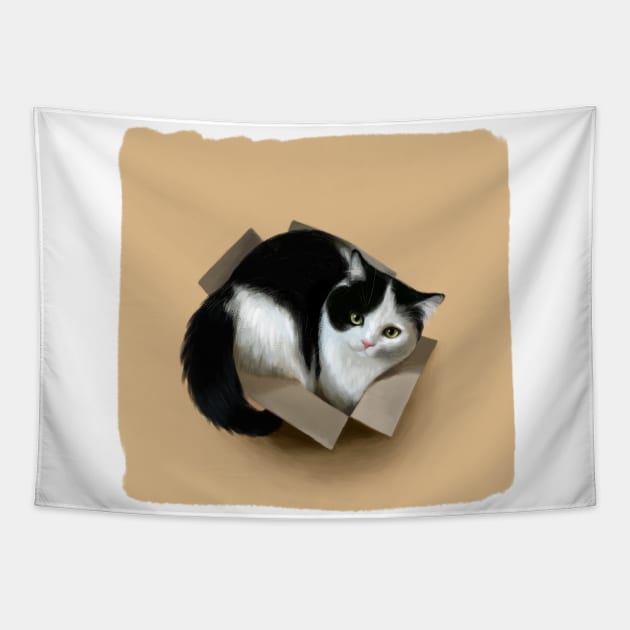 Cat in a box Tapestry by Vladislava