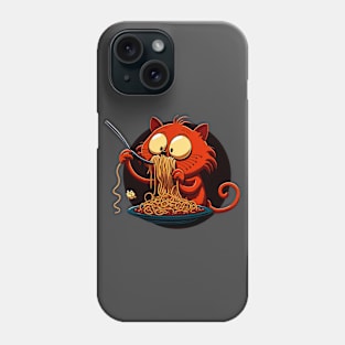 Cute cate eating spaghetti Phone Case