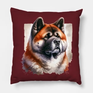 Akita Watercolor Painting - Beautiful Dog Pillow