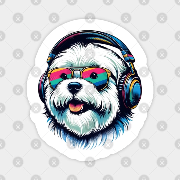 Coton de Tulear Smiling DJ with Headphones and Sunglasses Magnet by ArtRUs