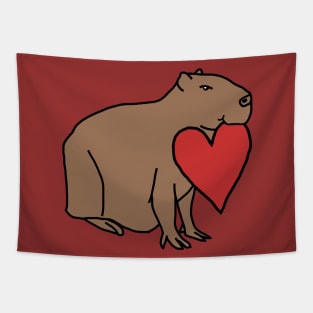 Capybara with Love Heart for Valentines Day Tapestry