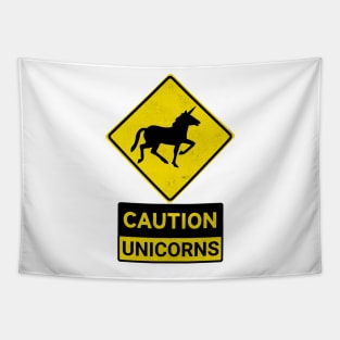 Caution Unicorns Tapestry