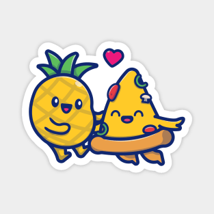Cute Couple Pineapple And Pizza Magnet