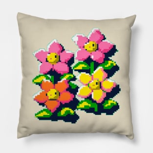 8 Bit Blooming Flowers Pillow