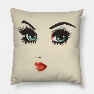 Gothic woman face with green eyes Pillow