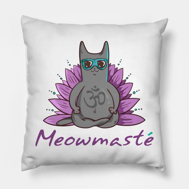 Meowmaste Cat Meditate Pillow by Moon Phase Design