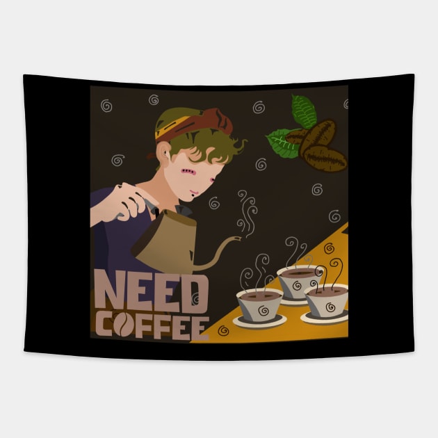 Coffee Lover Time Tapestry by RiyanRizqi