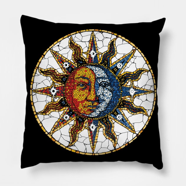 Celestial Sun & Moon Mosaic Coaster Pillow by sandersart