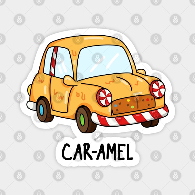 Car-amel Funny Candy Pun Magnet by punnybone