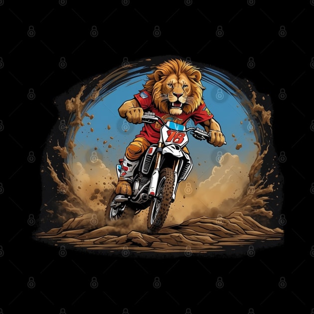 Motocross Supercross Kid Lion Riding Dirt bike King Of The Jungle Motorcycle Children Gift Dirt Biking Lion by SHIP