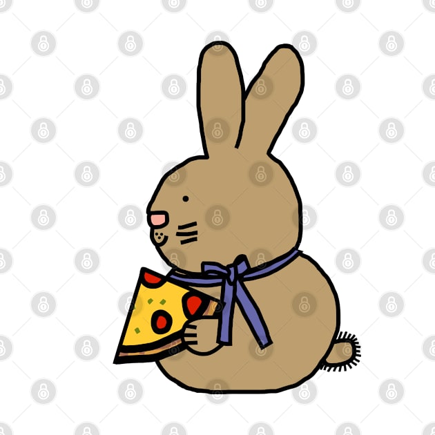 Cute Bunny Rabbit with Pizza Slice by ellenhenryart