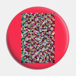 Glitch Colour Pebbles on Beach Funk Pattern Pin