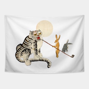 Minhwa: Tiger and Rabbits D Type (Korean traditional/folk art) Tapestry