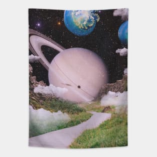 Surreal Cosmic Garden Tapestry