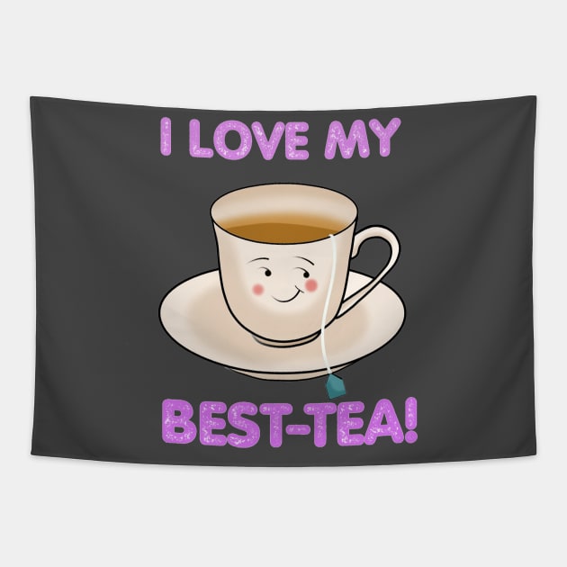 BEST FRIENDS FUNNY CUTE TEA CUP Tapestry by Art by Eric William.s