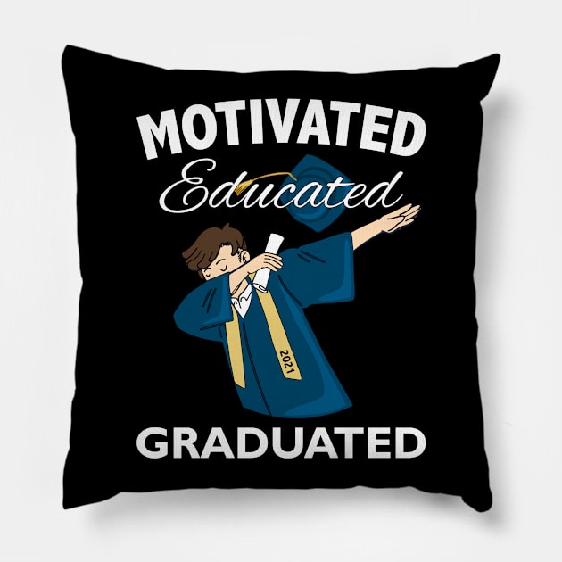 Motivated Educated Graduated 2021 Dabbing College Student Pillow by jodotodesign