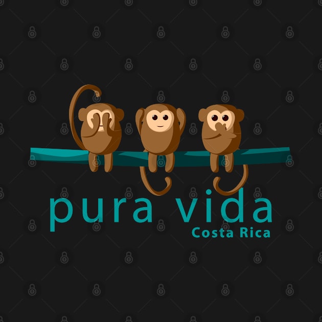 Costa Rica Pura Vida Monkeys by tropicalteesshop