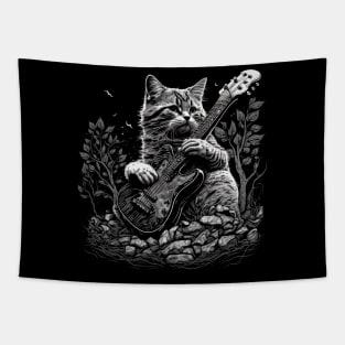 Cat Playing Guitar Tapestry