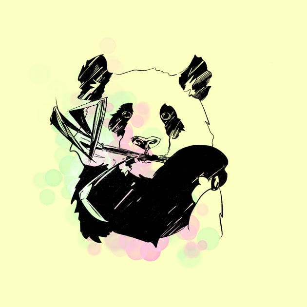 Panda with Bamboo Leaves by meridiem