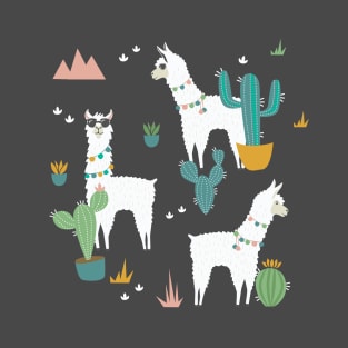 Summer Llama Pattern T-Shirt